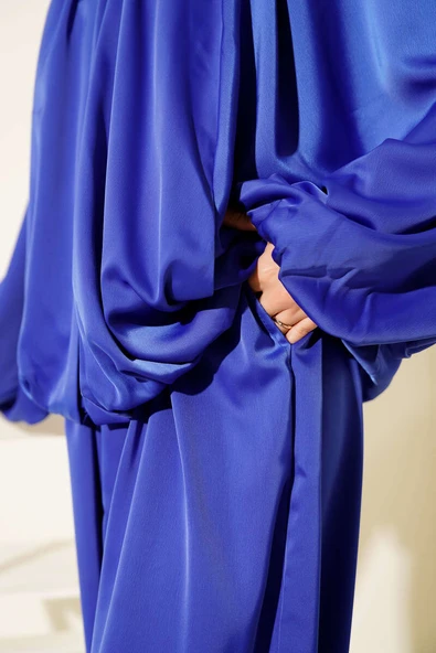 Yarasa Kol Saten Salaş İkili Takım Saks - Resim 4