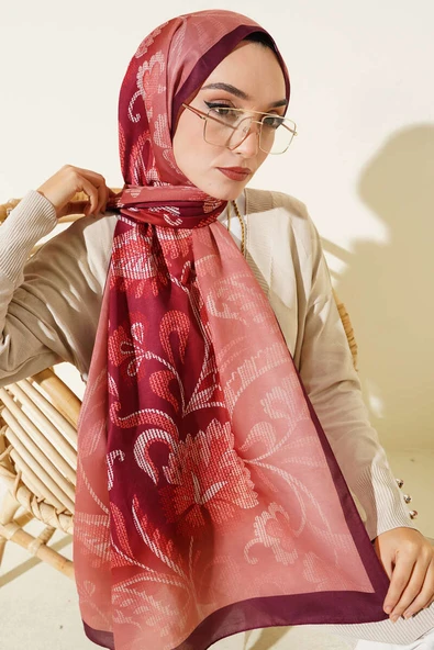 Piksel Paisley Desen Şal Kiremit - Resim 2