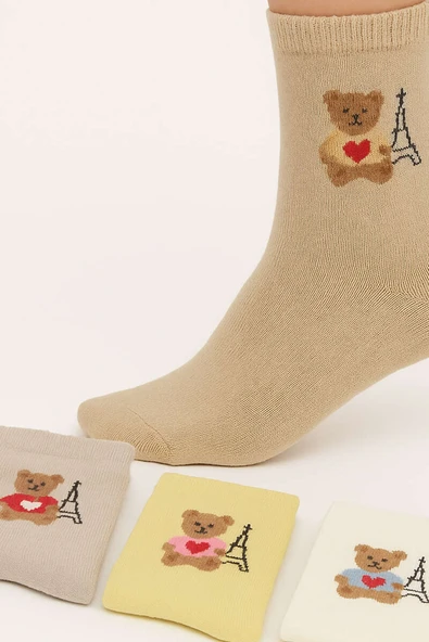 Kadın 4lü Karışık Soket Çorap Asorti 3 - Resim 2