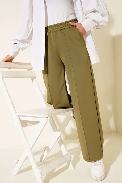Scuba Çımalı Bol Paçalı Pantolon Haki ürün görseli 1