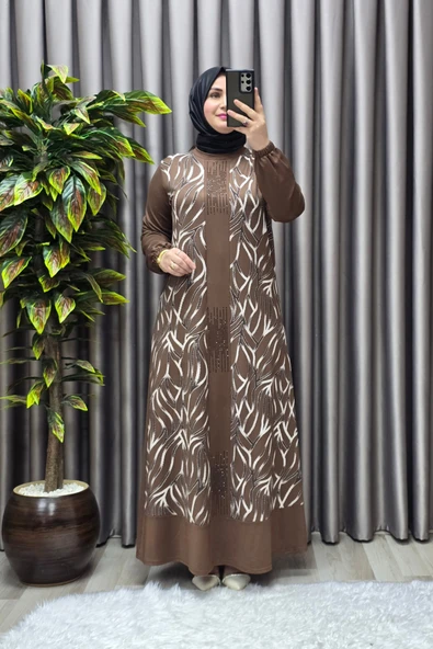 Kadın Tesettür Giyim Büyük Beden Çakma Yelek Elbise - Resim 11