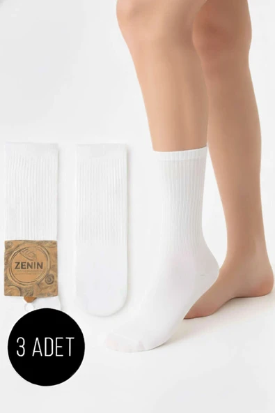 Kadın 3lü Havlu Taban Fitilli Çorap Beyaz ürün görseli