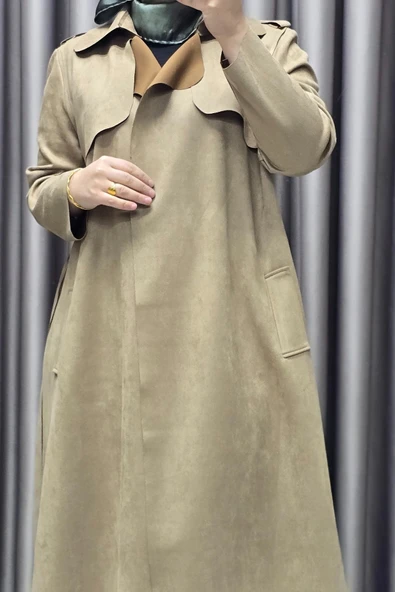 Kadın Tesettür Giyim Büyük Beden Süet Kap - Resim 10