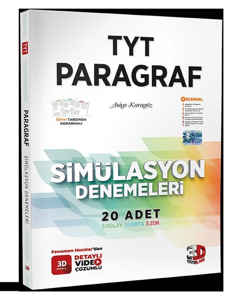 3D Yayınları Sınav Hazırlık TYT Paragraf Simülasyon Denemeleri 2025 2026 Yeni Baskı Sezon ürün görseli