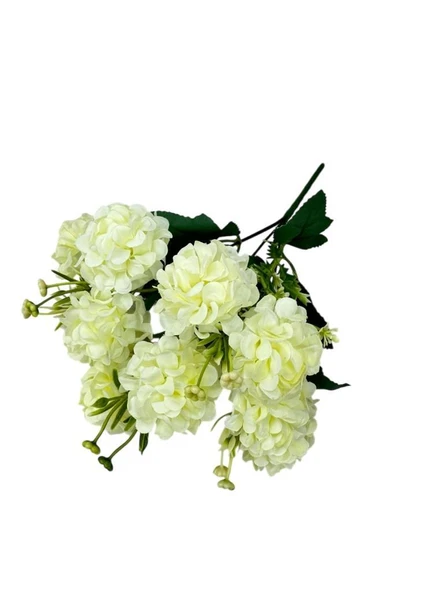 Yapay Çiçek Kartopu Krizantem Beyaz 5Dallı 10toplu Demet 30cm - Resim 3