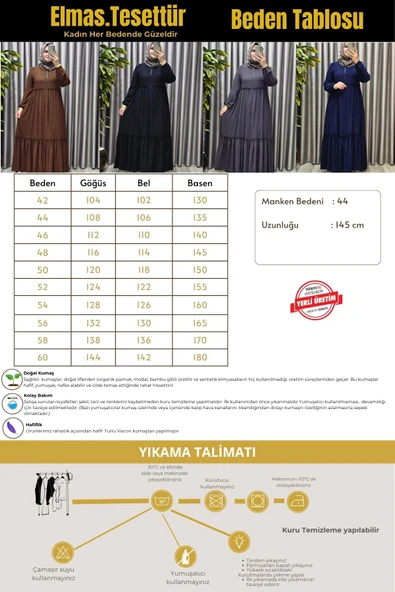 Kadın Tesettür Giyim Büyük Beden İki Katlı Ferace - Resim 3