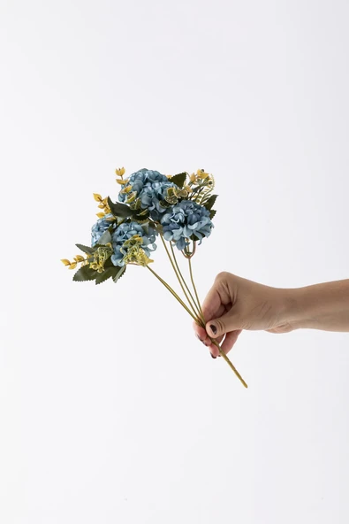 Yapay Ortanca Çiçeği 30 Cm 5 Dal Mavi - 3