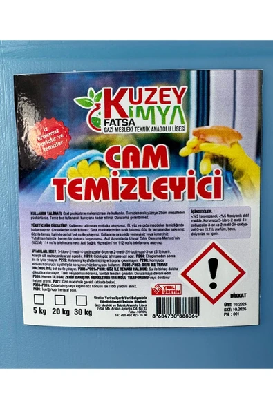 KUZEY KİMYA Cam Temizleyici -20 KG - İz Bırakmaz - Resim 4