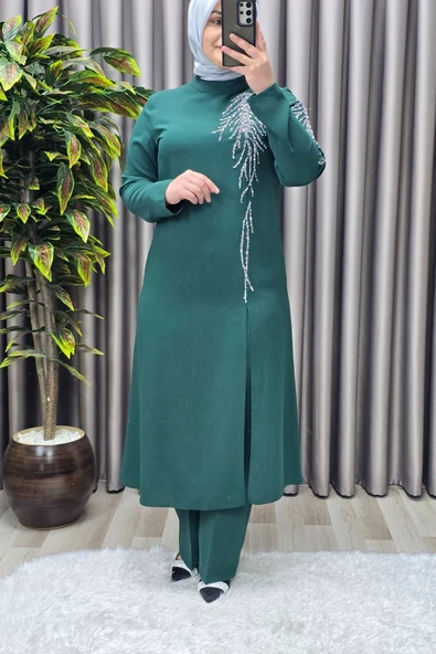 Kadın Tesettür Giyim Büyük Beden Gaye Abiye İkili Takım - Resim 4