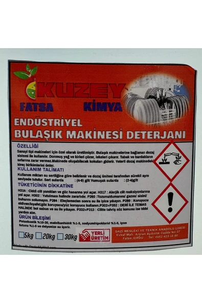 KUZEY KİMYA Endüstriyel Bulaşık Makinesi Deterjanı - 5 KG - Resim 4