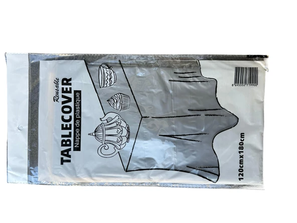 Plastik Naylon Su Geçirmez Parti Piknik Renkli Masa Örtüsü - 120x180 Cm. - Gümüş - 1 Adet ürün görseli 1
