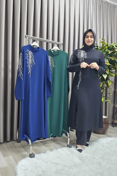 Kadın Tesettür Giyim Büyük Beden Gaye Abiye İkili Takım - Resim 9