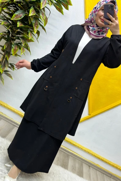 Kadın Büyük Beden Ottoman Cepli Çelik Hırka - Resim 4