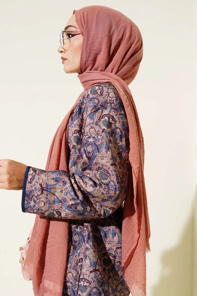 Aya Serisi İnce Pamuk Şal Gül Kurusu - Resim 3