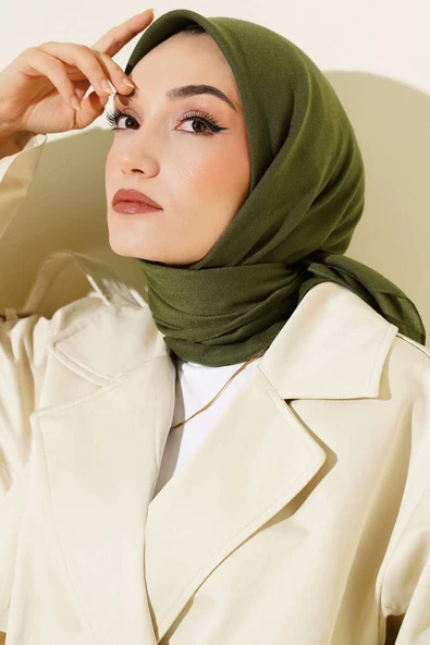 Basic Düz Kışlık Eşarp Haki - Resim 2