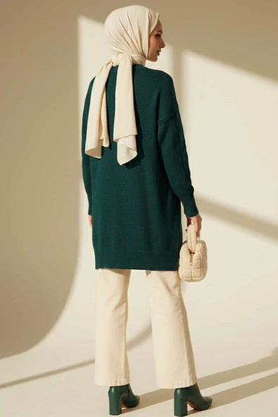 Örgü Kabartmalı Yumoş Triko Tunik Nefti - Resim 3