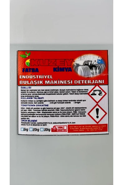 KUZEY KİMYA Endüstriyel Bulaşık Makinesi Deterjanı - 20 KG - Resim 2