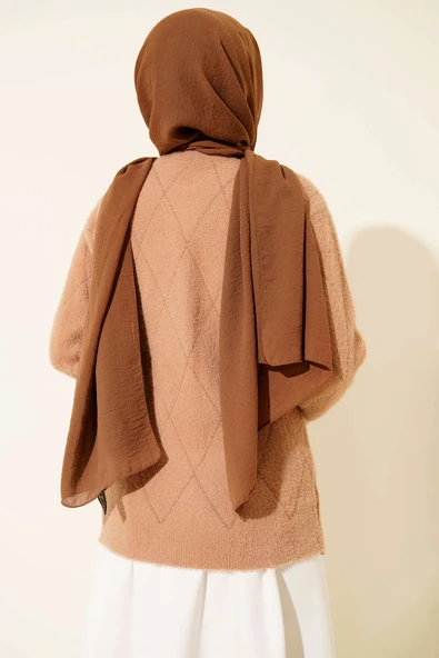 Serpme Taşlı Çizgili Sakallı Kazak Latte - Resim 3