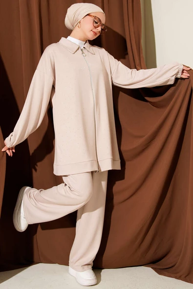 Mini Serpme Taşlı İkili Takım Bej ürün görseli 1