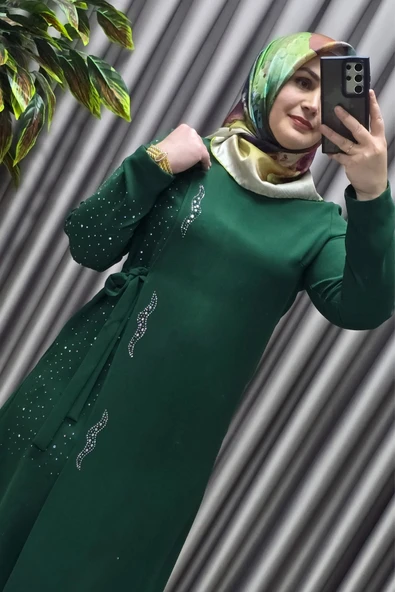 Kadın Tesettür Giyim Krep Abiye Tunik - Resim 4