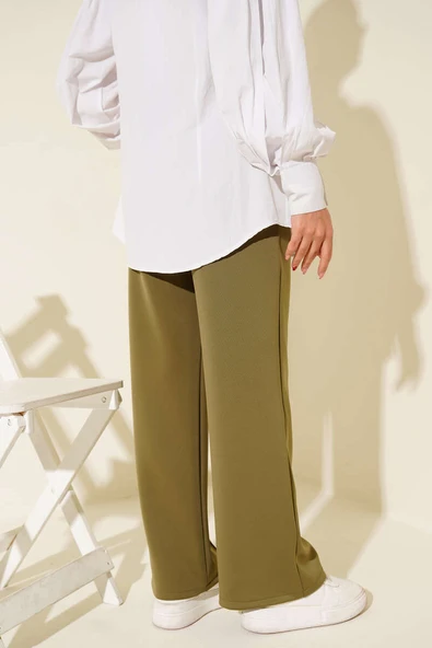 Scuba Çımalı Bol Paçalı Pantolon Haki - Resim 3