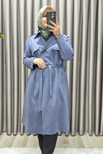 Kadın Tesettür Giyim Büyük Beden Süet Kap - Resim 6