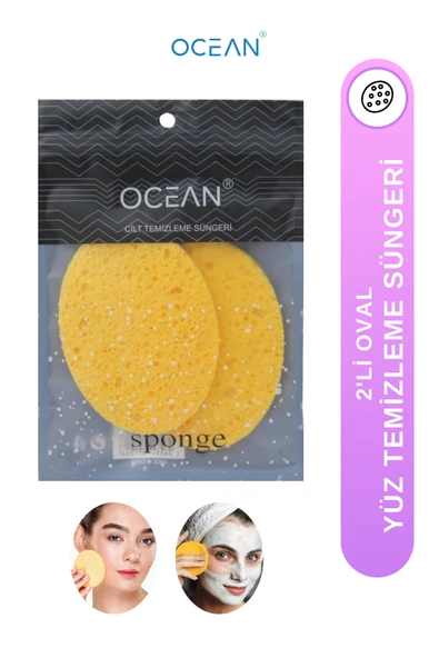 Ocean Sarı Yüz Ve Makyaj Temizleme Süngeri Oval 2'li Klasik ürün görseli
