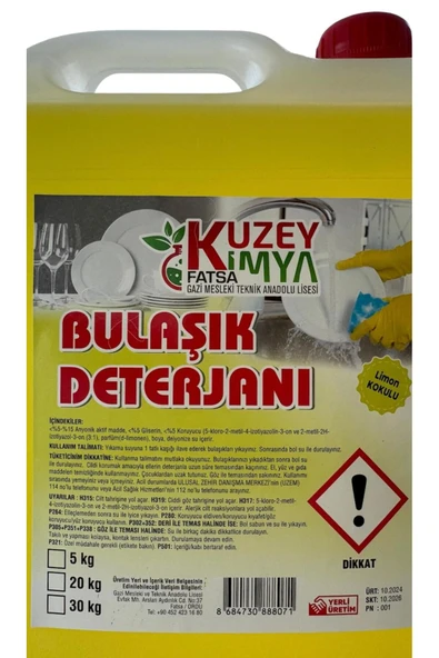 KUZEY KİMYA Limon Kokulu Bulaşık Deterjanı 5 KG - Resim 4