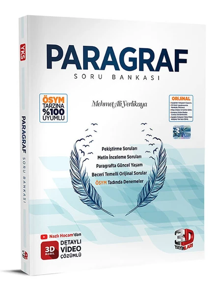 3D Yayınları Sınav Hazırlık YKS Paragraf Konu Özetli Soru Bankası 2025 2026 Yeni Baskı Sezon ürün görseli