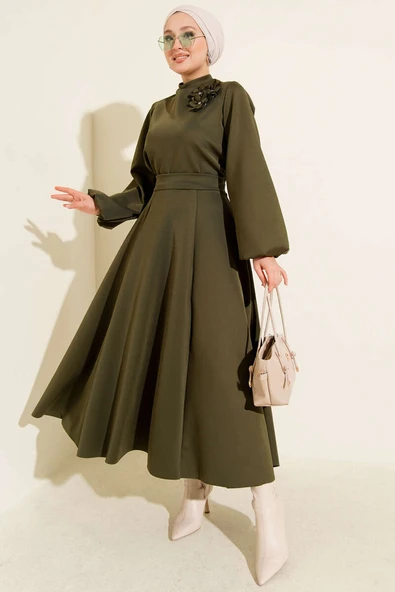 Gül İşlemeli Etekli İkili Takım Haki ürün görseli 1