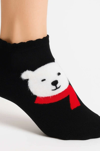 Desenli Havlu Patik Çorap Ayıcık - Resim 2