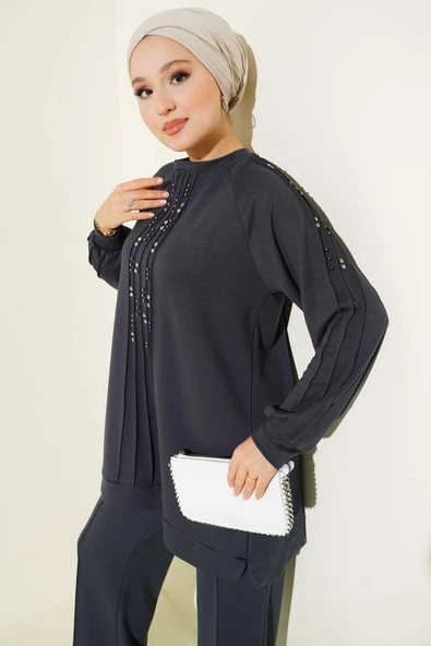 Taş Süslemeli Loyşa İkili Takım Füme ürün görseli 1