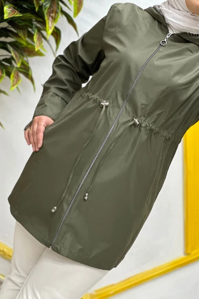 Kadın Tesettür Giyim Büyük Beden Mevsimlik Kısa Trençkot ürün görseli 1