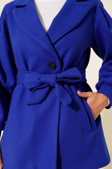 Balon Kol Kısa Kaşe Kaban Saks - Resim 4