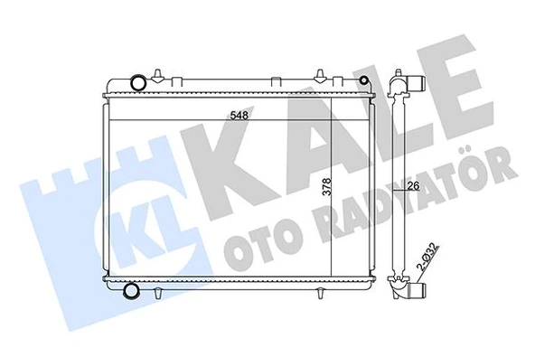KALE 352400 SU RADYATÖRÜ PEUGEOT 307-CITROEN C4 1.6HDI 2.0 16V 04 > MT AC NAC BRAZING 378x548x26 133343-1330W4-1330K1-1330S0-133388 ürün görseli 1