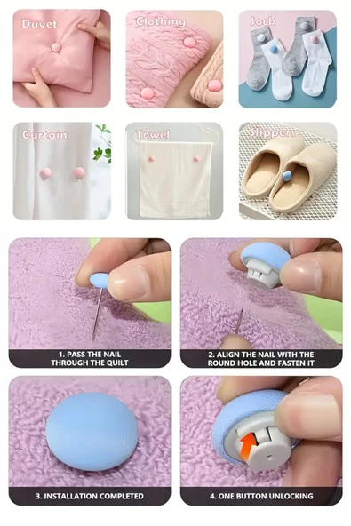 NACTUMU 8 Adet Yorgan Tutacağı, Mantar Başlı Yatak Bağlantı Elemanları - Resim 7