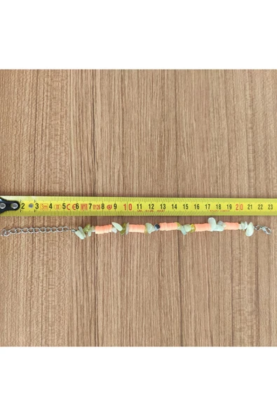 Yeşim Taşı & Somon Heishi Boncuklu El Yapımı Bileklik ürün görseli