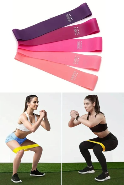 NACTUMU 5 Adet TPE Fitness Direnç Bant Seti - Kalça, Bacak, Pilates ve Güç Antrenmanı - 5