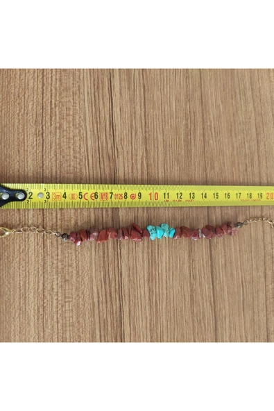 Etnik Tarz Turkuaz & Jasper Doğal Taşlı Ayarlanabilir Bileklik - 9991 - Resim 2