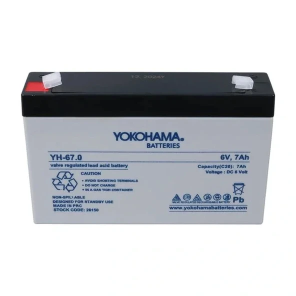 Yokohama Yh-67.0 6 Volt - 7 Amper Akü (150x50x94 Mm) - 3