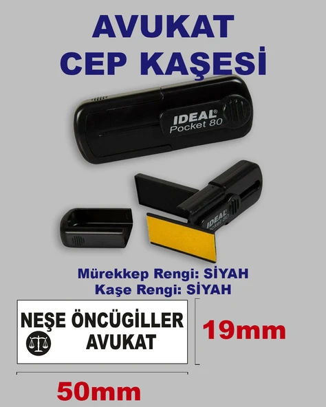 Avukat Cep Kaşesi Pocket-80 (50mm x 19mm) Siyah Keçeli Siyah Kaşe