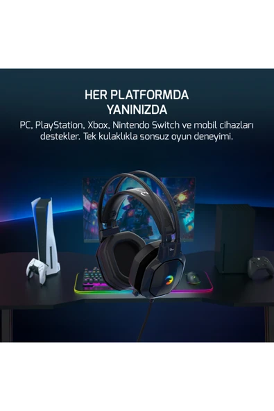 Gamepower Ryo Siyah 7.1 Surround Rainbow Gaming (Oyuncu) Kulaklık - Resim 7