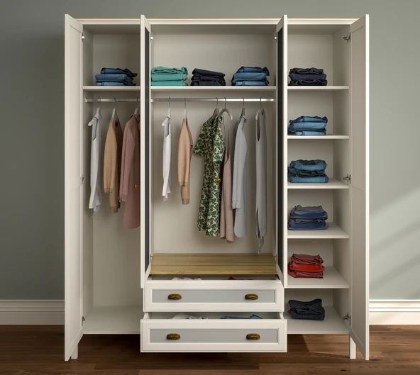 Hunerika Meniro Premium 4 kapak 2 çekmeceli Gardırop-Minifiks bağlantılı - aytaşı/legnano - 3