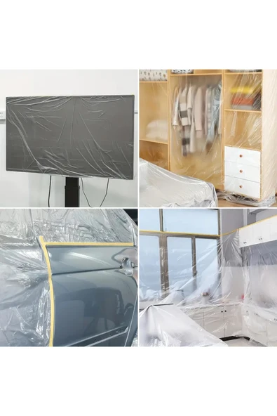 NACTUMU Yapışkanlı Boya ve Badana Koruma Örtüsü - 180 cm x 15 m Hışır Naylon - Resim 2