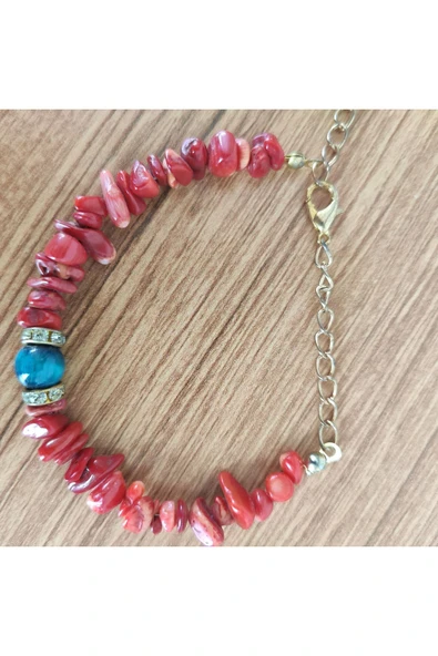 Kırmızı Mercan Doğal Taş & Mavi Akik Bileklik **Çeşitli Ürünler İçin Mağzamızı Ziyaret edin** - Resim 4