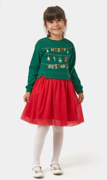 Kız Çocuk Merry Simli Kız Yılbaşı Elbisesi NBK-24905 - Resim 4
