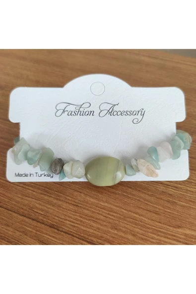 Doğal Enerji Bilekliği – Amazonit, Yeşim ve Ahşap - **Çeşitli Ürünler İçin Mağzamızı Ziyaret edin** ürün görseli