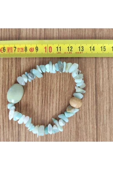 Doğal Enerji Bilekliği – Amazonit, Yeşim ve Ahşap - **Çeşitli Ürünler İçin Mağzamızı Ziyaret edin** - Resim 3