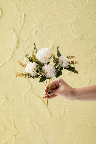 Yapay Ortanca Çiçeği 30 Cm 5 Dal Beyaz ürün görseli