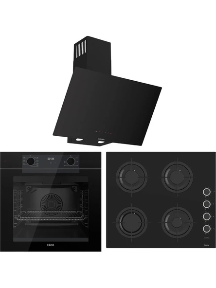 Ferre Fryart Artline QEP63CS - CS205-FA - D077-SA 7 Prog. Dijital Turbo Ankastre Set - Siyah